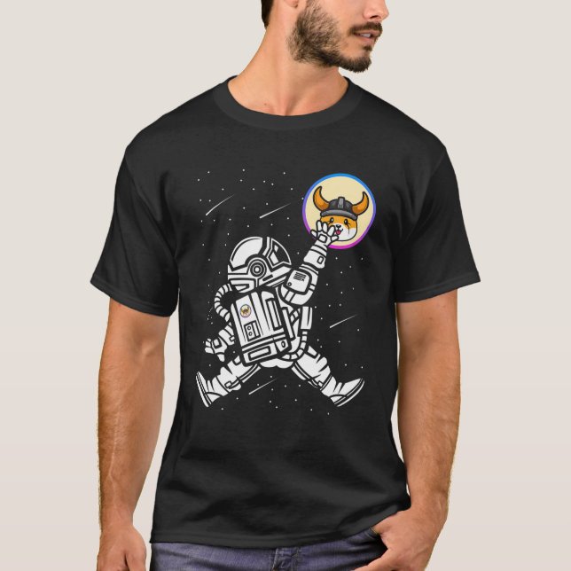 Astronaut Floki Inu Coin Crypto Token Cryptocurren T Shirt (Framsida)