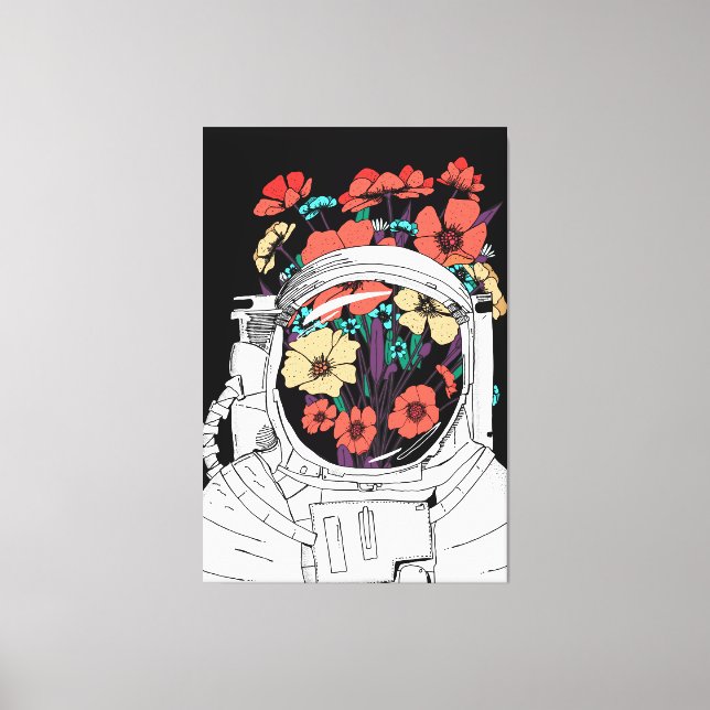 Astronaut Floral space art Canvastryck (Framsida)