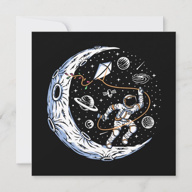 Astronaut flyger en drake på månen (Framsida)