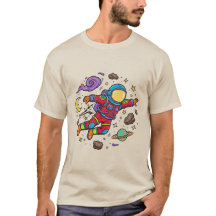 Astronaut Flytande Galax Nebulosa Stjärnor T-Shirt