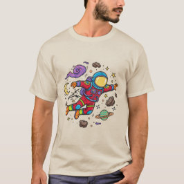 Astronaut Flytande Galax Nebulosa Stjärnor T-Shirt
