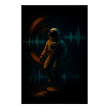 Astronaut Flytande i Glitchwave Ljud Art