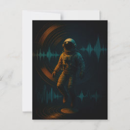Astronaut Flytande i Glitchwave Ljud Art Vykort