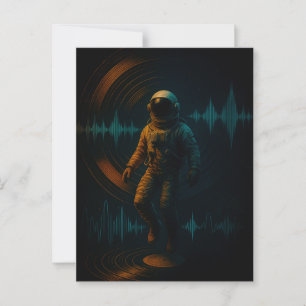 Astronaut Flytande i Glitchwave Ljud Art Vykort