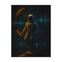 Astronaut Flytande i Glitchwave Ljud Art