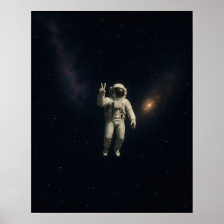 Astronaut Flytande i Rymden Affisch