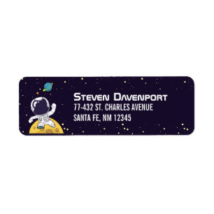 Astronaut Flytande i Rymden Illustration Returadress Etikett