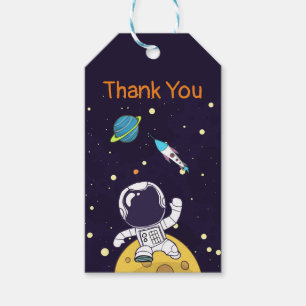 Astronaut Flytande i Rymden Tack Presentetikett