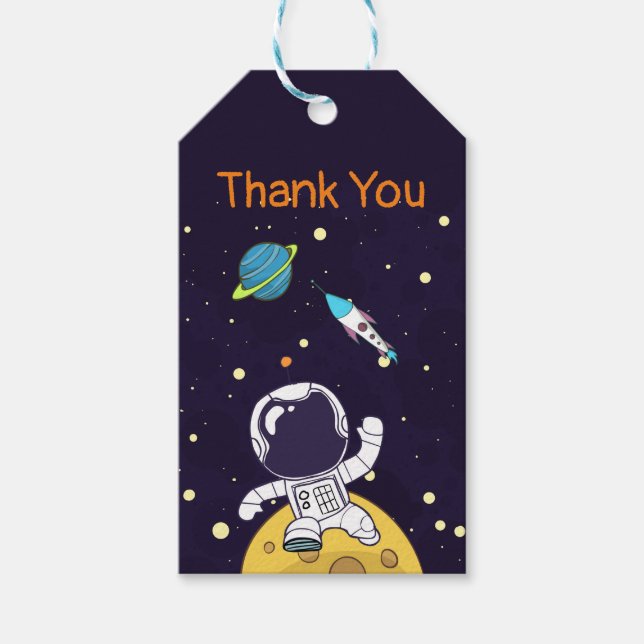Astronaut Flytande i Rymden Tack Presentetikett (Framsidan)