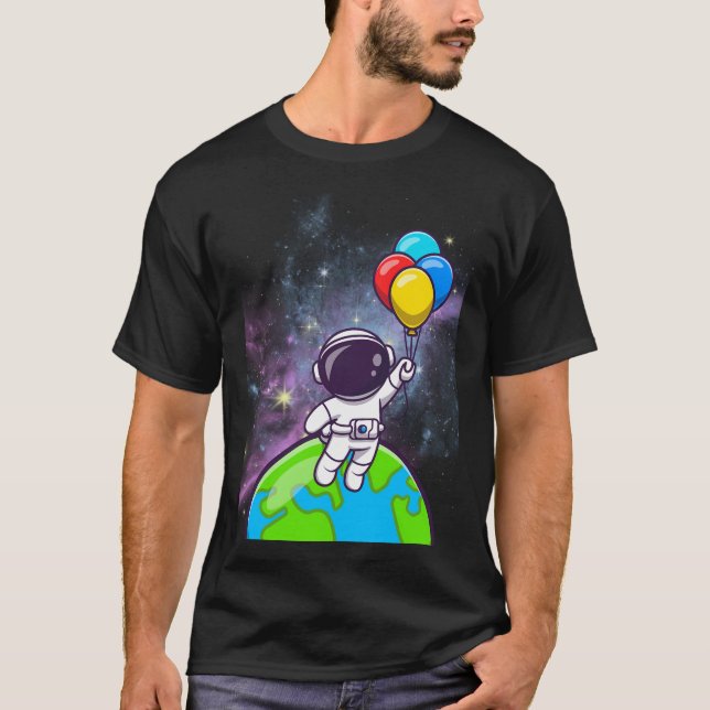 Astronaut Flytande med ballonger T Shirt (Framsida)