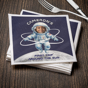 Astronaut Födelsedagsfest 1:a Resan Runt Solen Pappersservett
