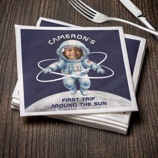 Astronaut Födelsedagsfest 1:a Resan Runt Solen Pappersservett (Skapare uppladdad)