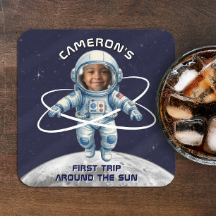 Astronaut Födelsedagsfest 1:a Resan runt Solen Underlägg Papper Kvadrat
