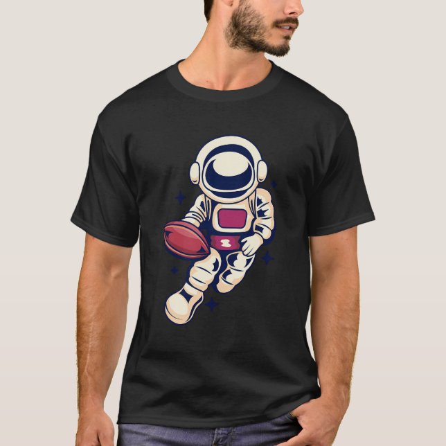 Astronaut Football Space Sport Roligt Coola Fall T Shirt (Framsida)