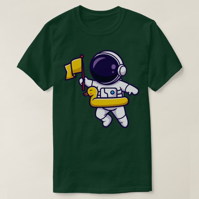Astronaut för Flagga och Flyter med Anka Däck T Shirt (Design framsida)