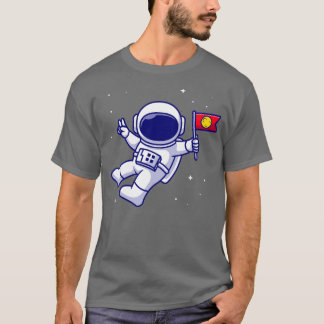 Astronaut för in Flagga i rymden Tecknad T Shirt