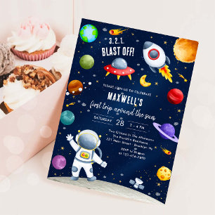 Astronaut Första Resan Runt Solen 1-årsdag Inbjudningar