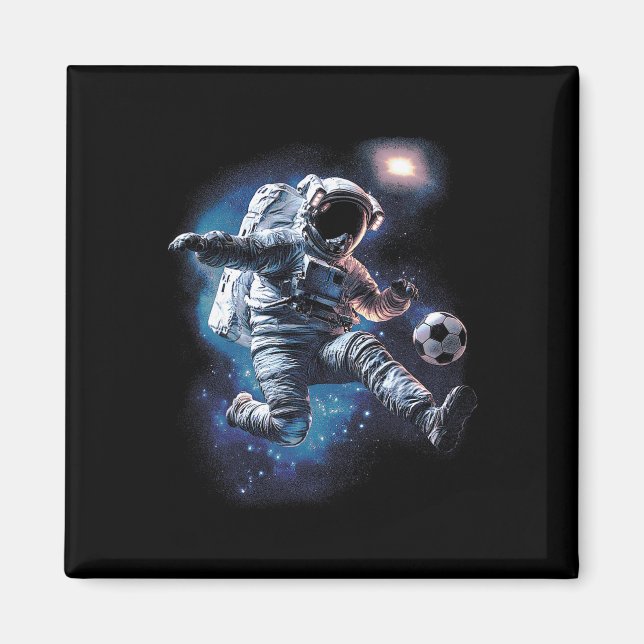 Astronaut Fotboll Sport Lovers Yttre Rymden Sci Magnet (Framsidan)