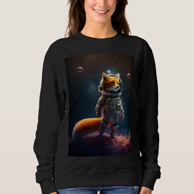 Astronaut Fox In Space T Shirt (Framsida)