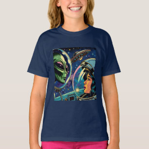 Astronaut från kvinnor möter utomjordisk Alien T Shirt