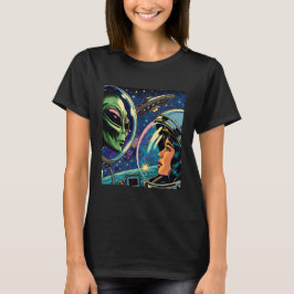 Astronaut från kvinnor möter utomjordisk Alien T Shirt
