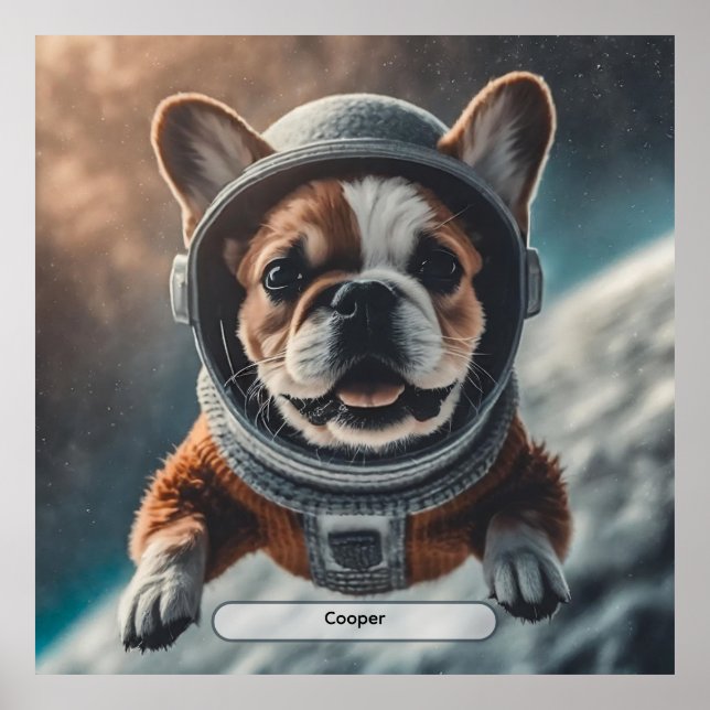 Astronaut Fransk Bulldog Rymd Plantskola Affisch | (Framsidan)
