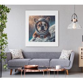 Astronaut Fransk Bulldog Space Nursery Affisch |