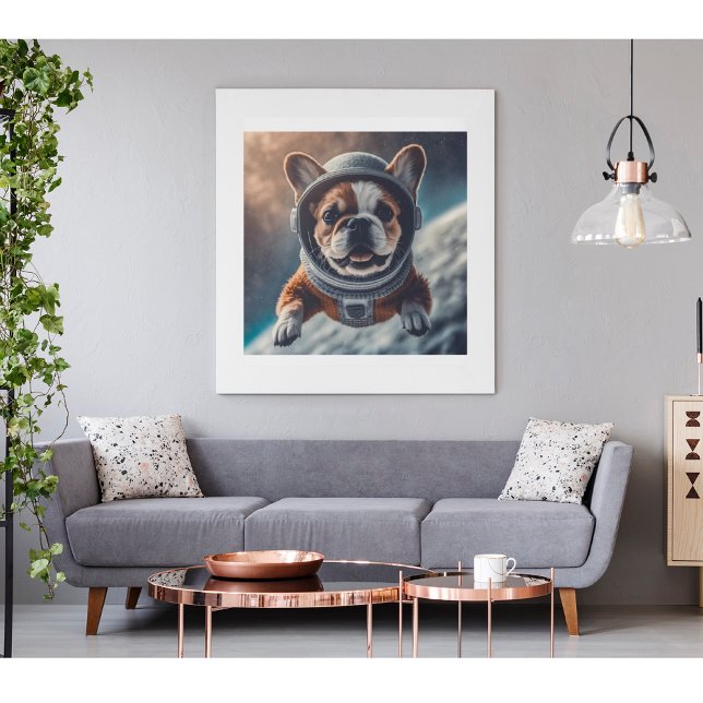 Astronaut Fransk Bulldog Space Nursery Affisch | (Skapare uppladdad)