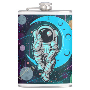 astronaut fullt färg fickplunta