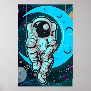 astronaut fullt färg poster