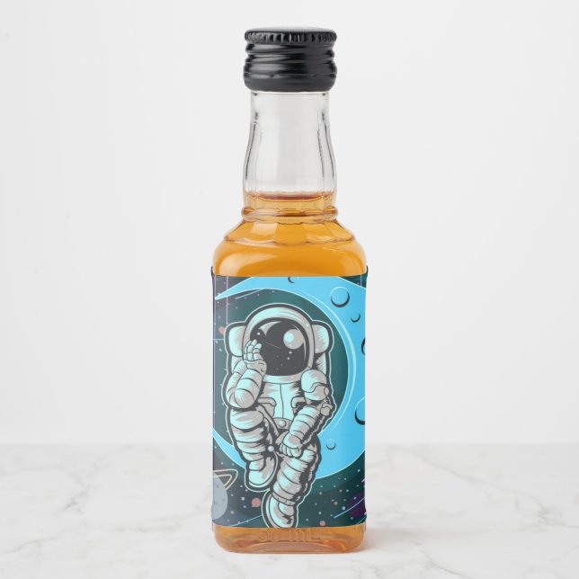 astronaut fullt färg spritflaskor etikett (Framsida)