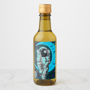 astronaut fullt färg vinetikett