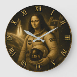 Astronaut Funny Mona Lisa Space Explorer Gift Stor Klocka