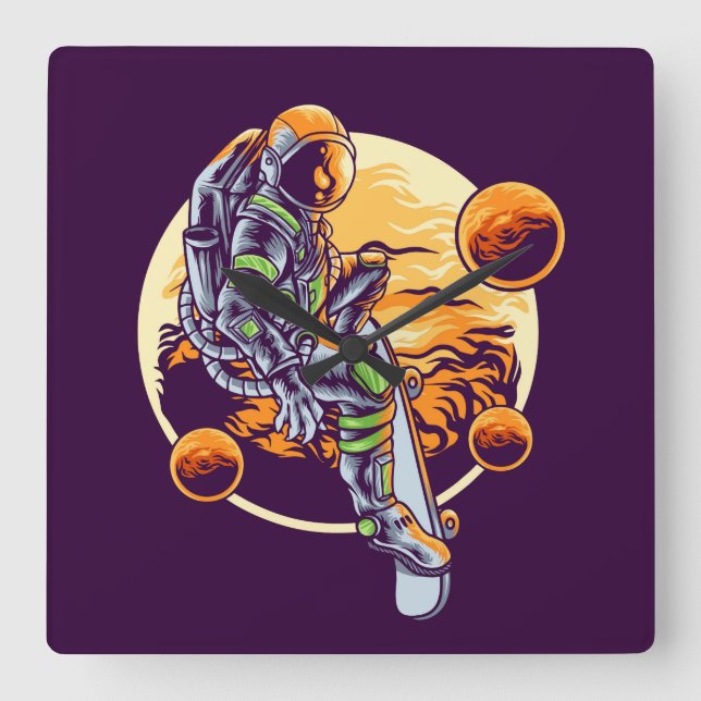 Astronaut  fyrkantig klocka (Framsida)