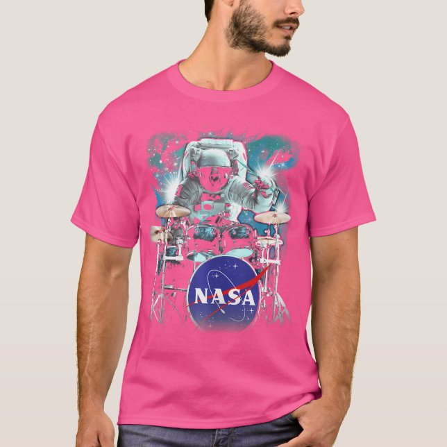 Astronaut Galactic Drum Solo Poster T Shirt (Framsida)
