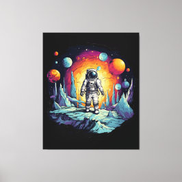 Astronaut Galaxy Space Explorer Wooden Wall Plaque Canvastryck