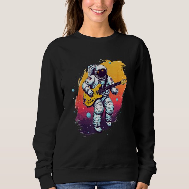 Astronaut Galaxy Space Music Guitar T Shirt (Framsida)