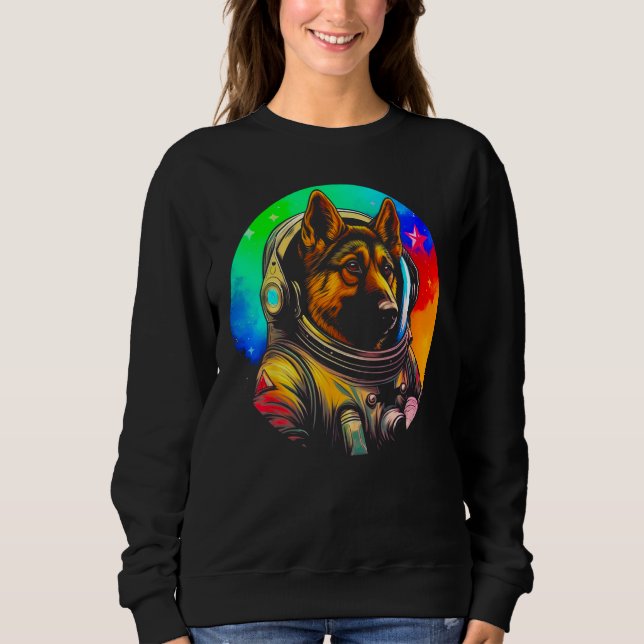 Astronaut German Shepherd Dog T Shirt (Framsida)