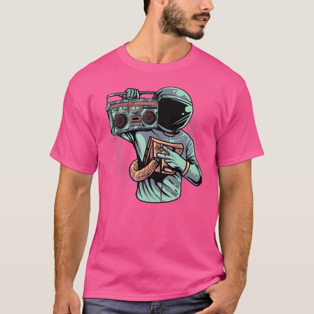 Astronaut Ghetto Blaster Boombox - 80S 90S Hip hop T Shirt (Framsida)