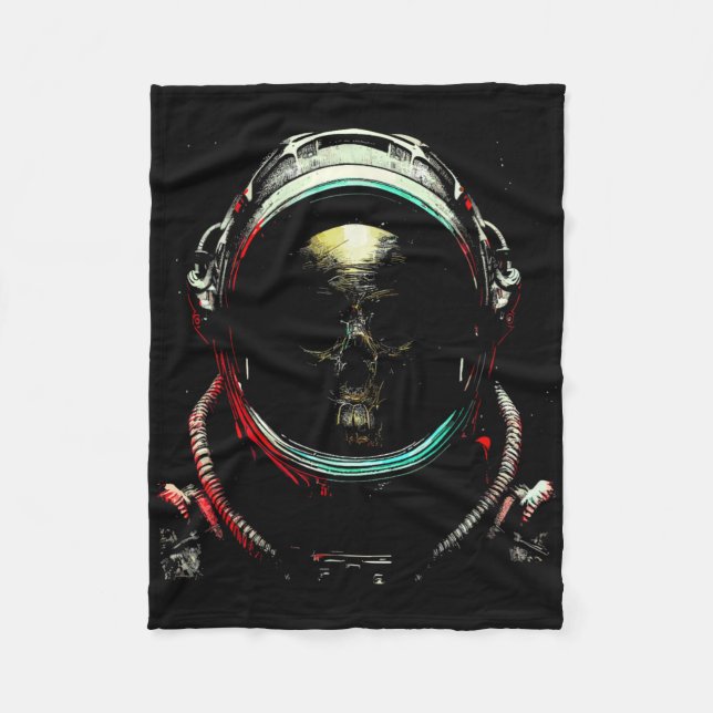Astronaut Ghost Skeleton - Spooky Skull Halloween Fleecefilt (Framsidan)