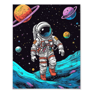 Astronaut Gifts Kids Måne Landing Fototryck