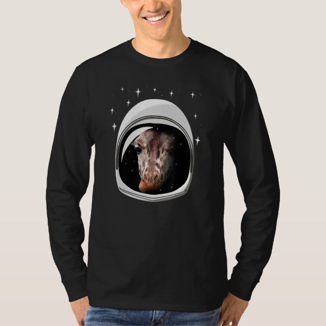 Astronaut Giraffe Animal Retro Space Mars Måne Exp T Shirt (Framsida)