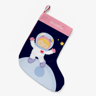 Astronaut Girl Barn Personlig Liten Julstrumpa