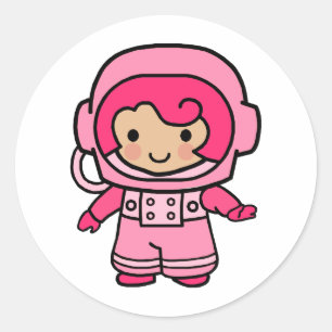 Astronaut Girl Runt Klistermärke