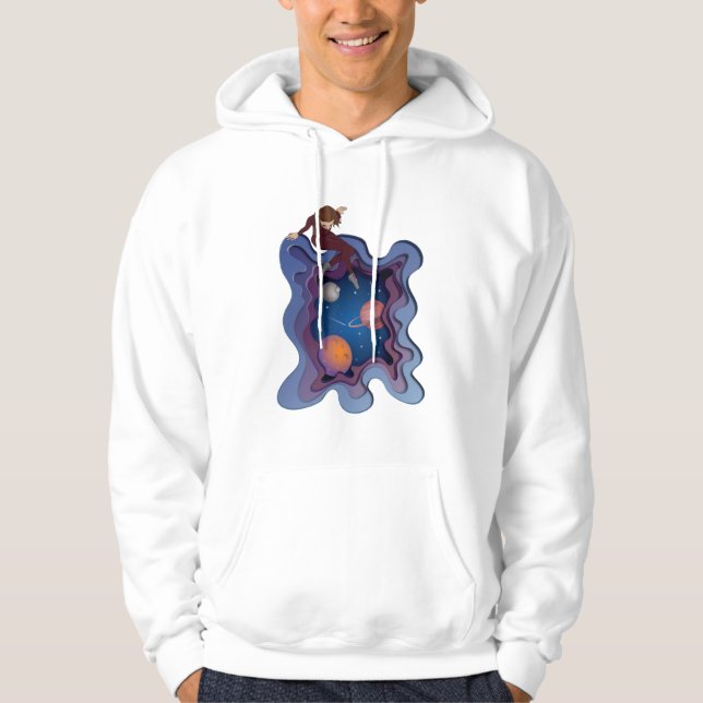 Astronaut Girl Space Gazing Hoodie (Framsida)