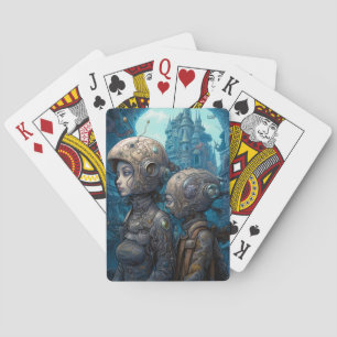 Astronaut Girls Surreal Science fiction Casinokort