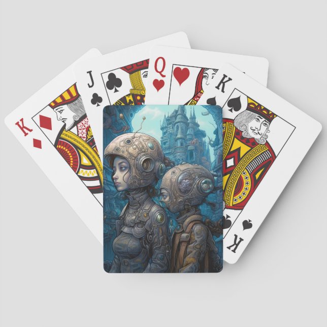 Astronaut Girls Surreal Science fiction Casinokort (Baksidan)