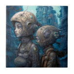 Astronaut Girls Surreal Science fiction Kakelplatta<br><div class="desc">Fantasy Art products by The Lunarium.</div>