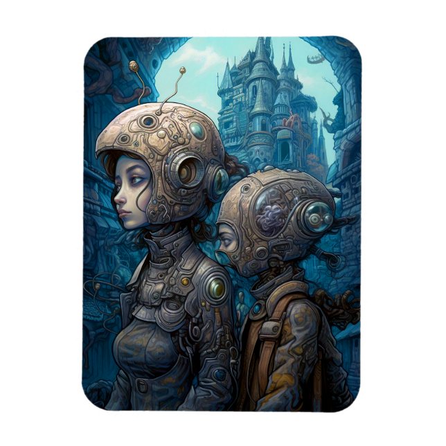 Astronaut Girls Surreal Science fiction Magnet (Vertikal)