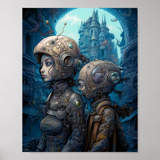 Astronaut Girls Surreal Science fiction Poster (Framsidan)